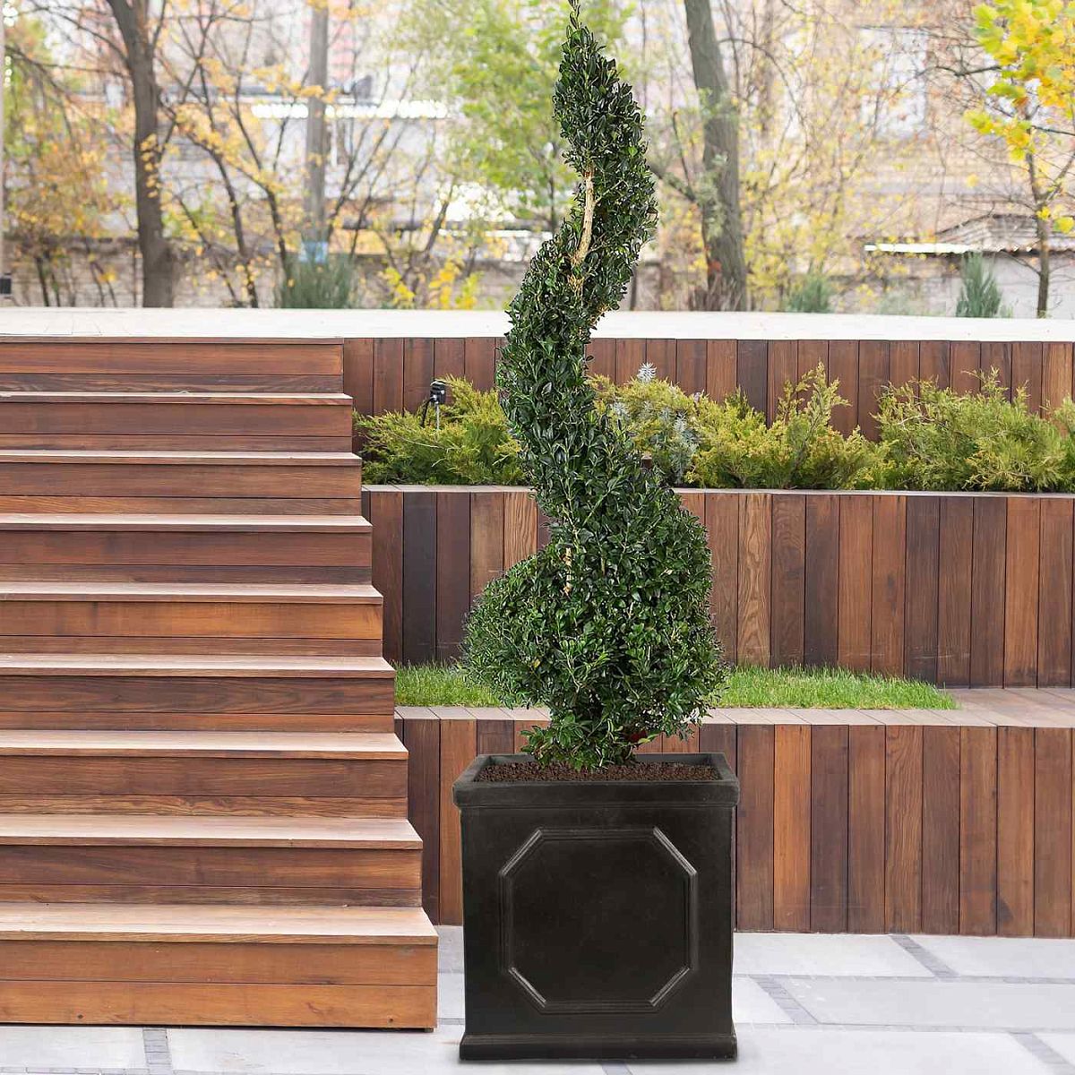 IDEALIST Lite Chelsea Flower Box Square Garden Planter, Faux Lead Light Stone Outdoor Plant Pot W37 H38 L37 cm, 52L