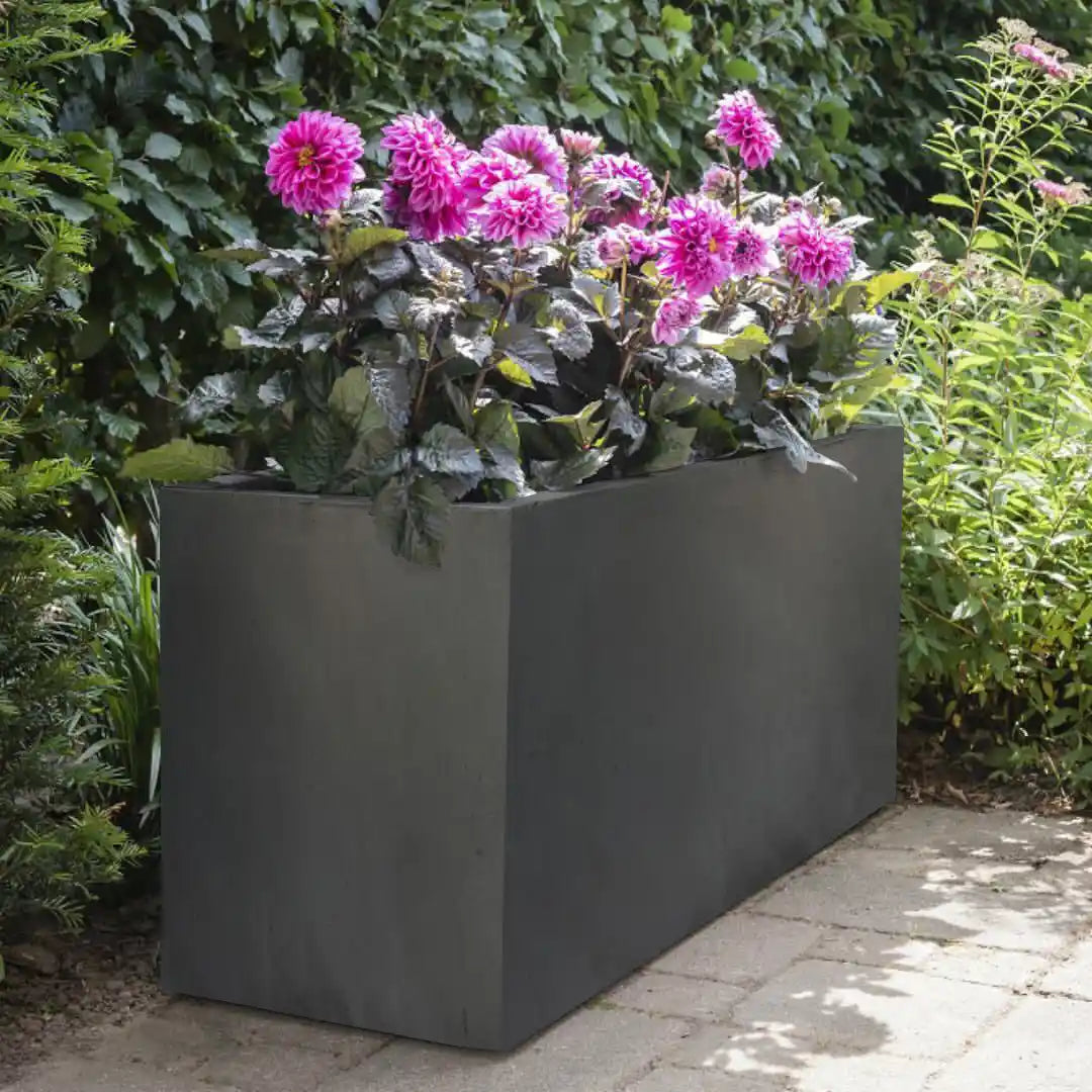 IDEALIST Lite Contemporary Trough Garden Planter, Faux Lead Light Concrete Outdoor Large Plant Pot H41 L85 W26 cm, 91L