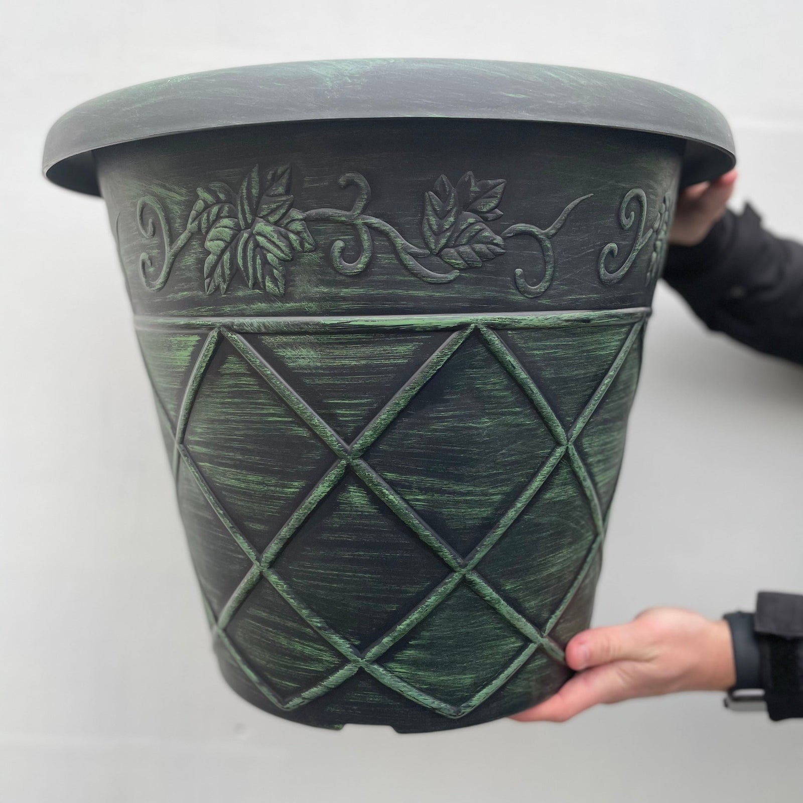 Shabby Chic Washed Planter - Dark Green