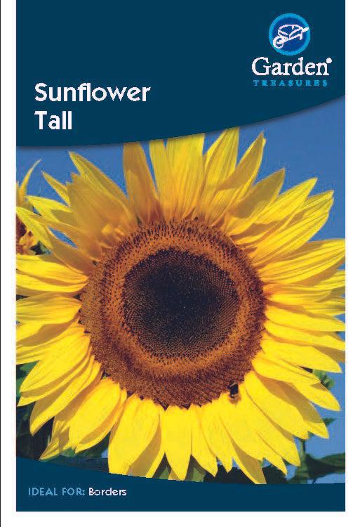 A packet of Sunflower Tall Seeds, ideal for adding height and color to your garden borders with their impressive giant yellow blooms and sturdy stems.