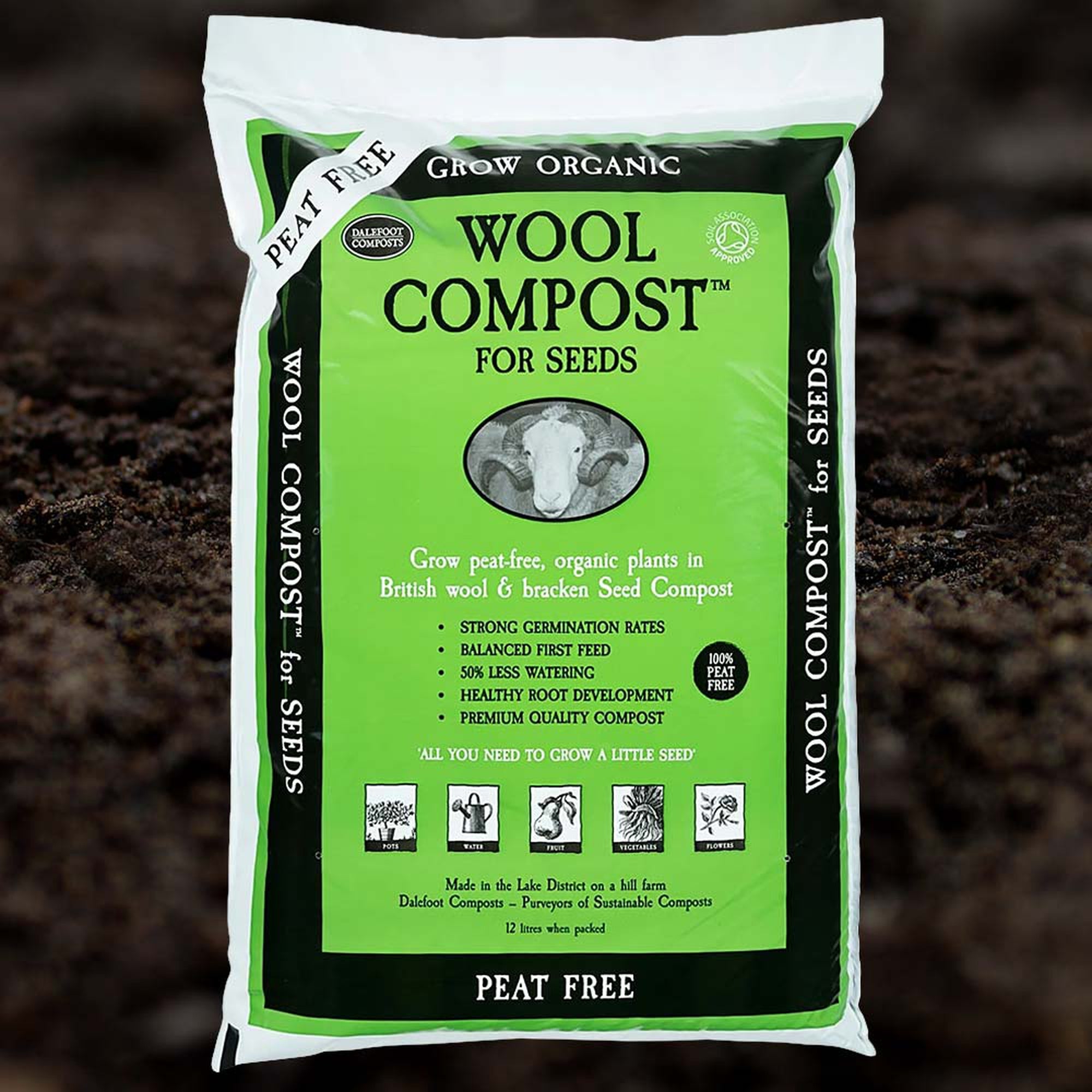 Peat Free Wool Compost for Seeds 12L